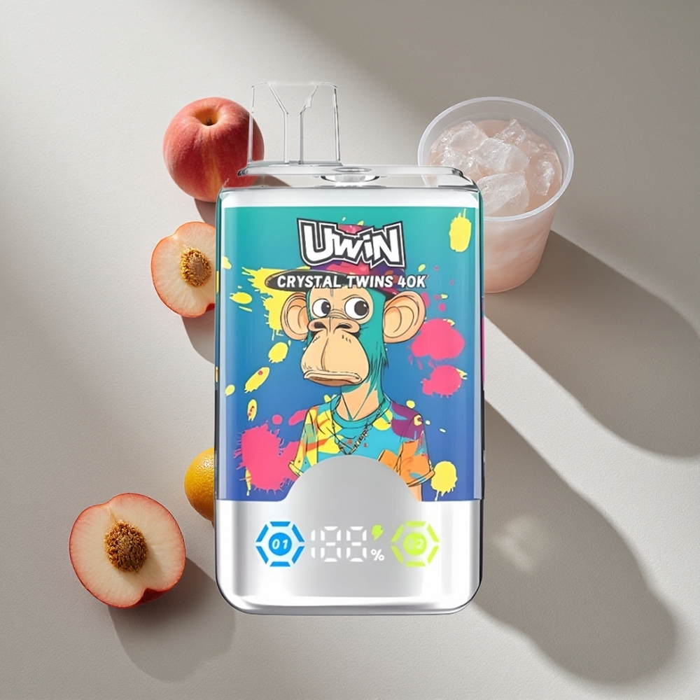 UWIN Crystal Twins 40000 Puffs Dual Flavor System Blueberry On Ice Summer Peach Ice Australia wholesale