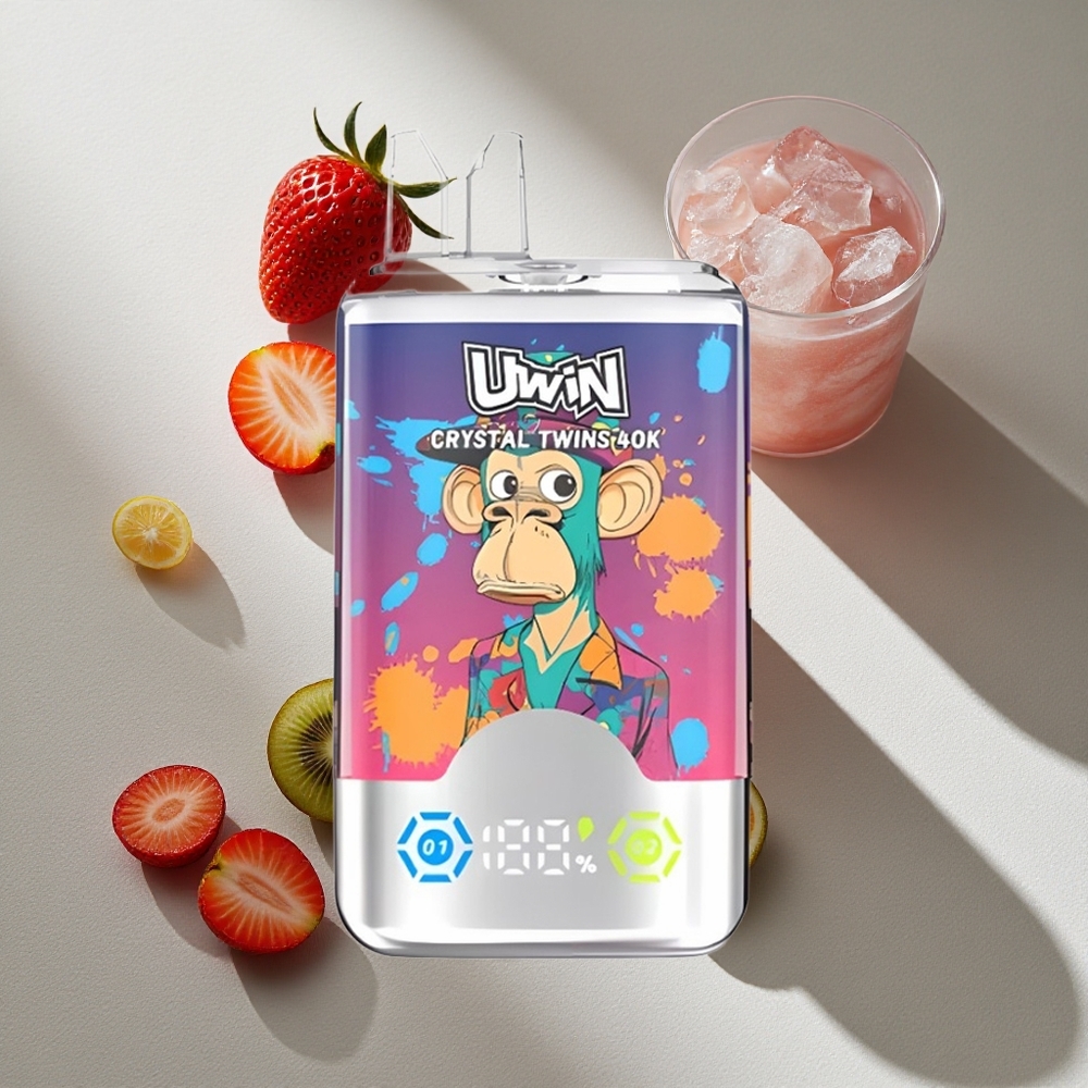 UWIN Crystal Twins 40000 Puffs Strawberry Kiwi Grape Ice Dual Flavor System Rechargeable Design Australia wholesale