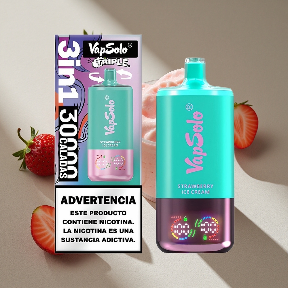 VapSolo Triple 30000 Puffs 40ml Strawberry Ice Cream Type-C Australia wholesale