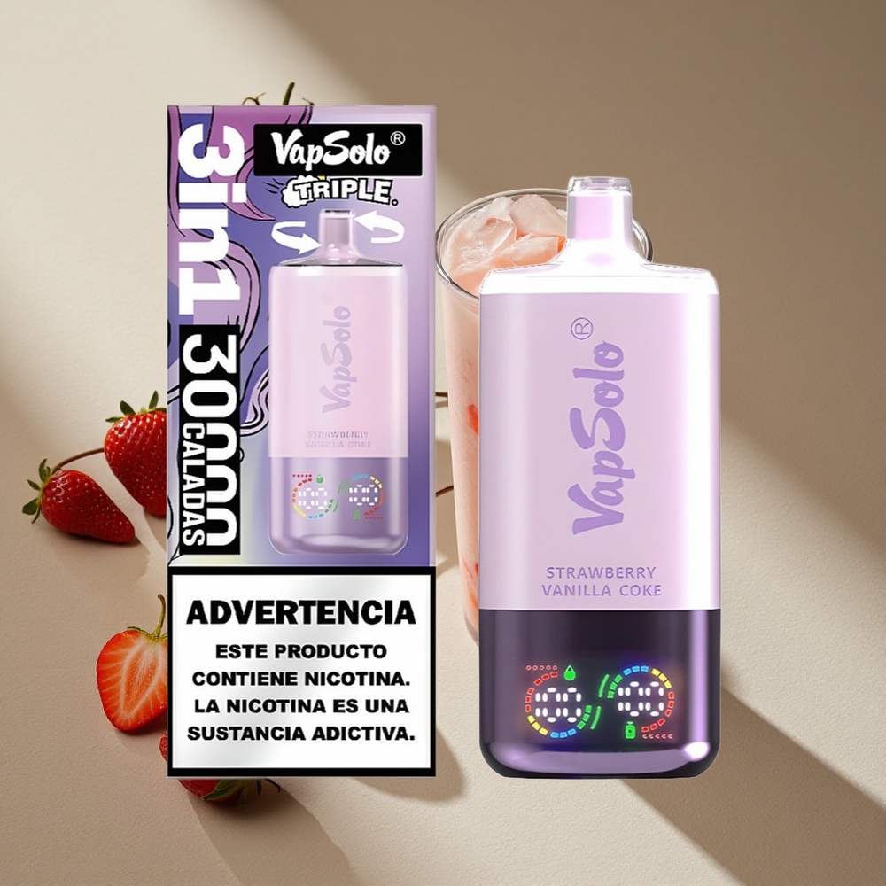 VapSolo Triple 30000 Puffs 40ml Strawberry Vanilla Coke Type-C Australia wholesale