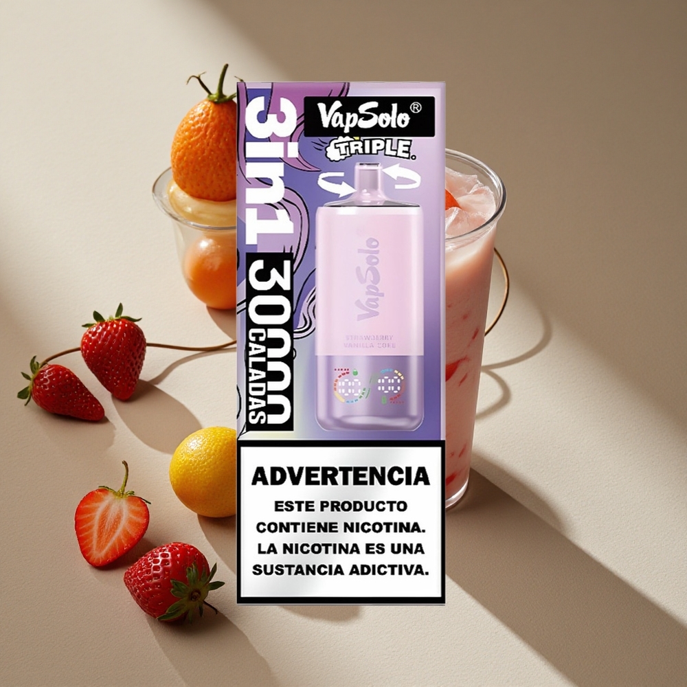 VapSolo Triple 30000 Puffs 40ml Strawberry Vanilla Coke Type-C Australia wholesale