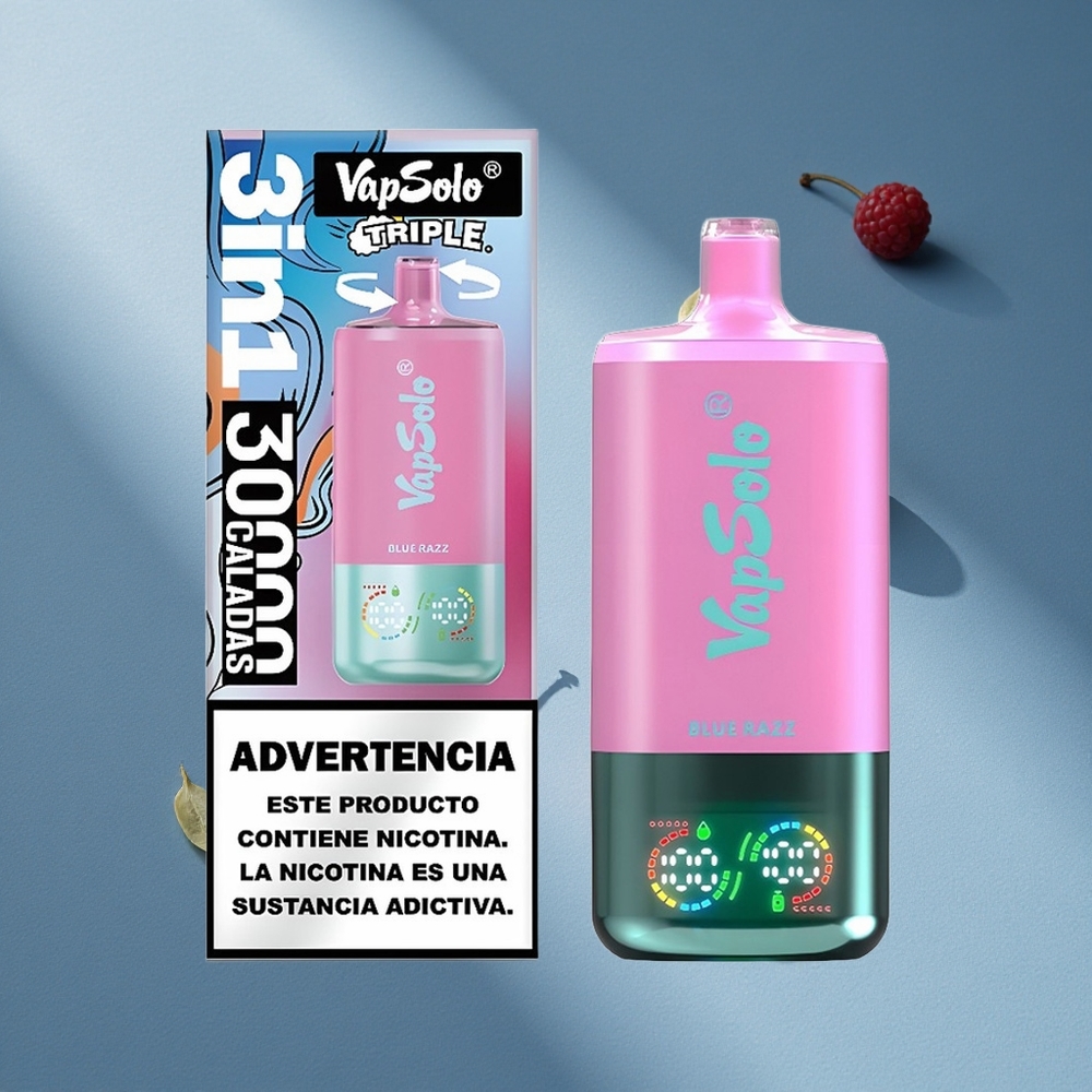 VapSolo Triple 30000 Puffs Blue Razz 40ml Type-C Australia wholesale