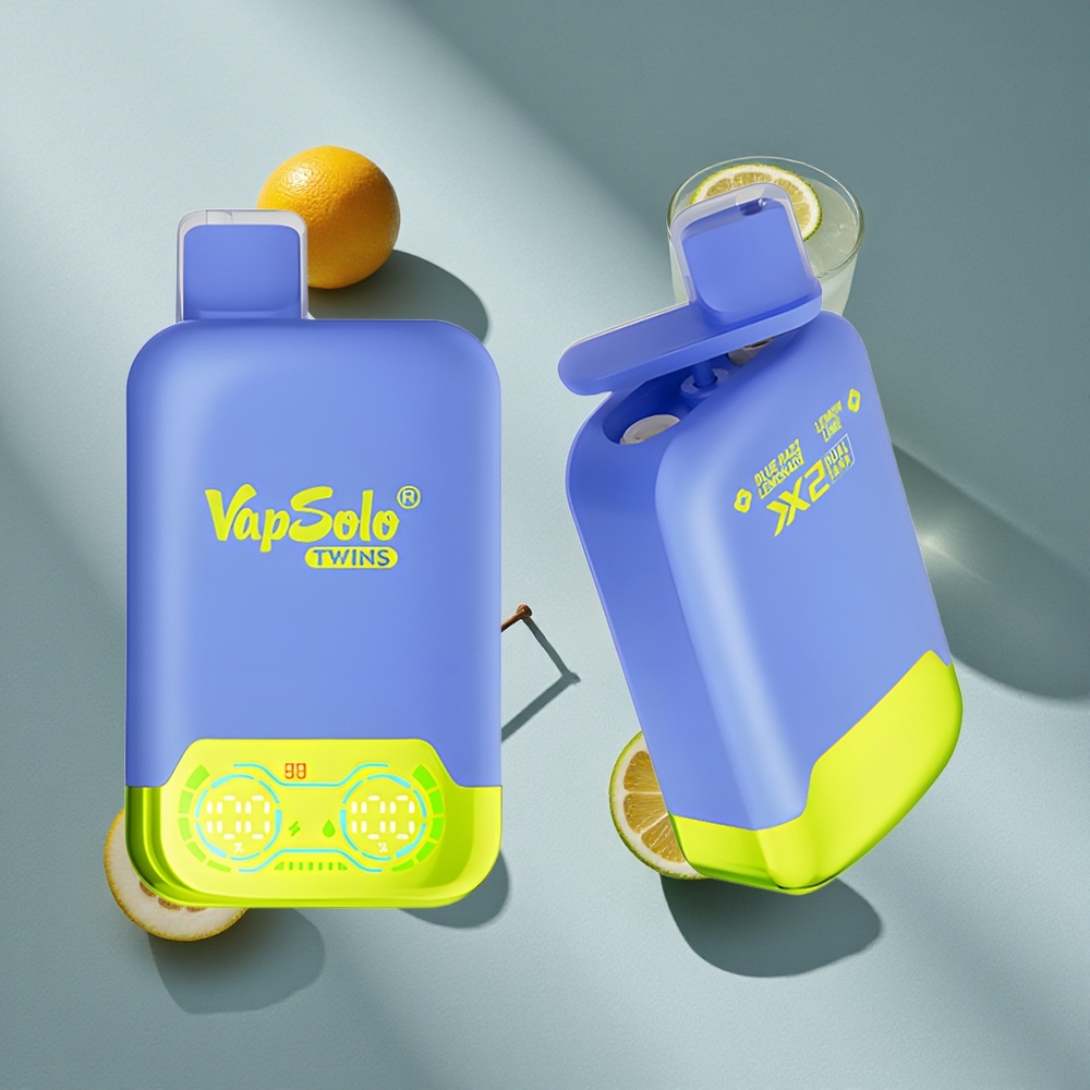 Vapsolo Twins 20000 Puffs Blue Razz Lemonade & Lemon Lime 40ml Dual Tank Type-C Australia wholesale