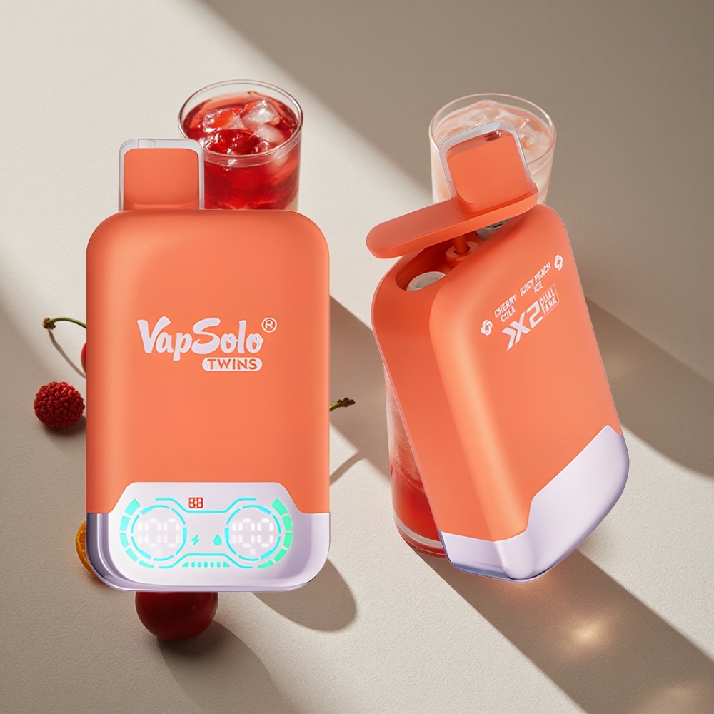 Vapsolo Twins 20000 Puffs Cherry Cola & Juicy Peach Ice Disposable Vape with 40ml E-Liquid Australia Wholesale