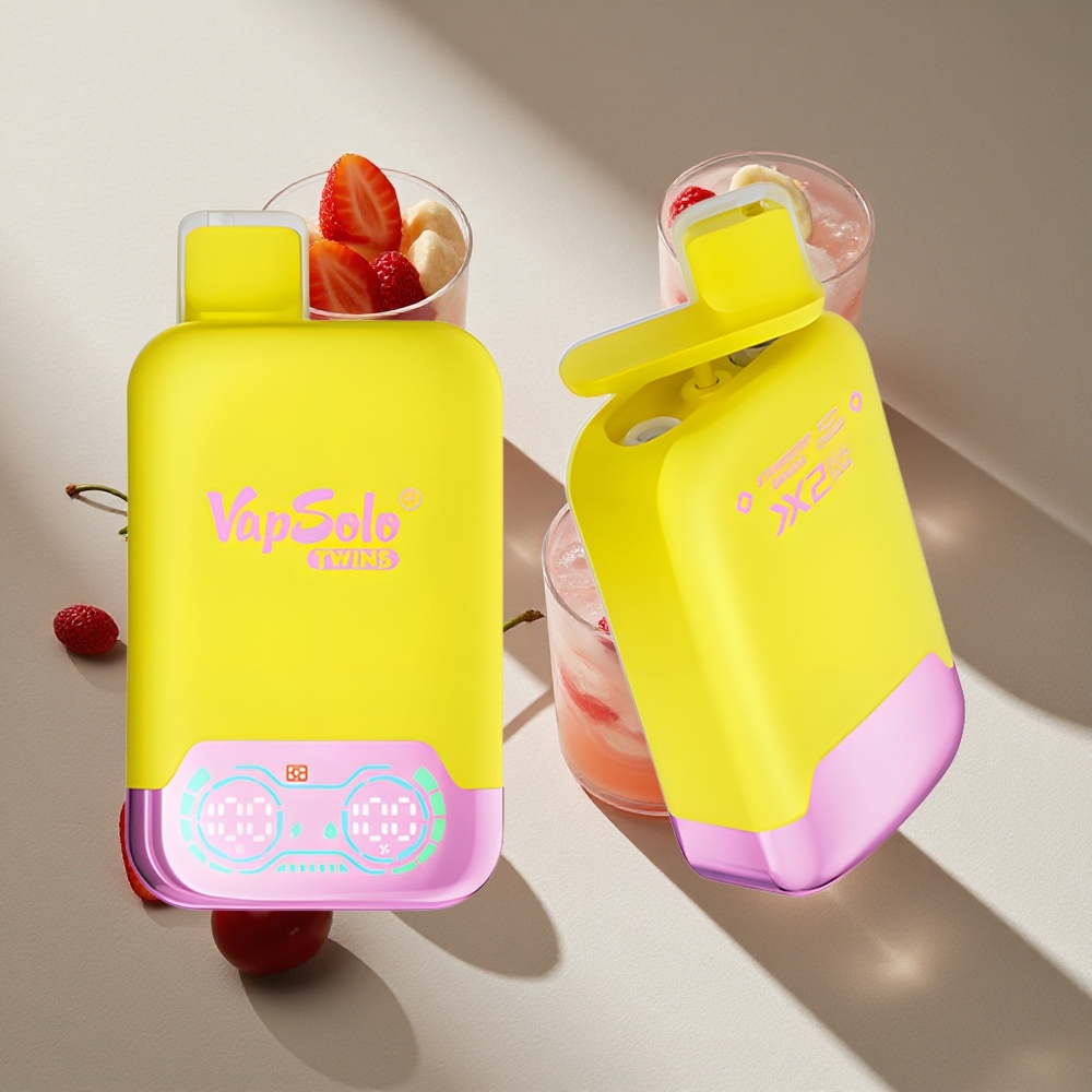 Vapsolo Twins 20000 Puffs Strawberry Banana & Fizzy Cherry 40ml Dual Tank Type-C Australia wholesale
