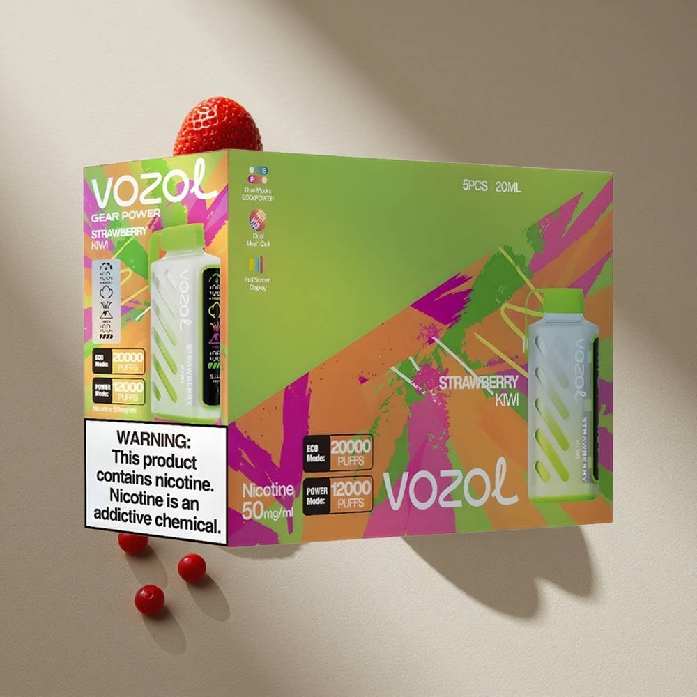 VOZOL Gear Power 20000 Puffs Strawberry Kiwi Dual Mesh Coil 20mL Australia wholesale